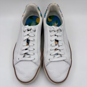 Cole Haan Women's GrandPrø Topspin Sneaker: White Leather, Lemon Print Lining